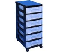 Black Durable Plastic Storage Tower with 6 Drawers Home Office Really Useful