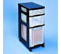 Really Useful Desk Storage Cabinet 7, 12 and 25 Litre Drawer, Black/Clear
