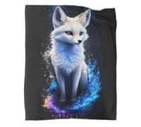REALLYTU White Fawn Fennec Fox Blanket for Kids, Soft Cozy Flannel Fleece Plush Throw Blanket for Boys Girls Plush Blanket Gifts for Sofa 40x50inch(100x130cm)