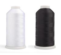 Realm 5000M Black Rayon Machine Embroidery Thread 40WT - Single Huge Spool for Commercial & Home Embroidery Machines (Black & White)