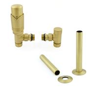 Realm Angled TRV Radiator Valve Set and Pipe Covers - Brushed Brass