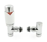 Realm Angled TRV White - Thermostatic Radiator Valves Set - 15mm