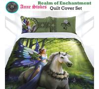 (Realm of Enchantment, Single(135×200cm)) Anne Stokes Gothic Fantasy Duvet Cover Pilowcase Single Double King Bedding Set