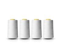 Realm Overlocking Sewing Machine Polyester Thread x Four 5000 Yards Cones White Black Natural Navy Red (White)