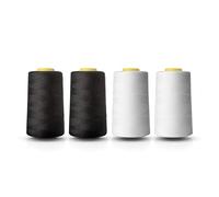 Realm Overlocking Sewing Machine Polyester Thread x Four 5000 Yards Cones White Black Natural Navy Red Grey (2 Black 2 White)
