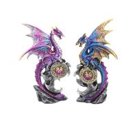 Realm Protectors Figurines Set of Two Fantasy Dragon Crystal - Resin