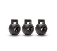 Realm Single Hole Round Cord Locks Black With Spring Loaded Push Button, Pack of 10