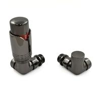 Realm Thermostatic Radiator Valve Set - Black Nickel Radiator Valves inc. Corner TRV & Lockshield