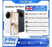 realme 14 Pro+ Global Version 6.83"120Hz AMOLED Display Snapdragon 7s Gen3 80W SuperVOOC Charge 6000mAh Double 50MP Sony Camera Gray