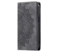 Realme C21Y/C25Y Case, Embossed Mandala Shockproof Premium Leather Folio Cover Magnetic Protection Book Wallet Flip with Card Slots Kickstand for Realme C21Y/C25Y Phone Case grey