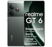 realme GT6 Smartphone, 5G Cellphone 12+256GB, Snapdragon 8s Gen 3, 6000nit Ultra Bright Display, 50MP+50MP+8MP Camera, Phone, Massive 5500mAh Battery, Green, With Adapter