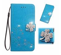 Realme Note 50/Realme C53 Case, 3D Sparkly Gems Bling Glitter Butterfly Shockproof Flip Case Stand PU Leather Book Wallet Phone Cases Card Slots Magnetic TPU Bumper Cover for Realme C53 blue