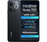 realme Note 70T 4+256GB Smartphone Display Eye Comfort 6.75" @ 90Hz 6000mAh Battery ArmorShell Protection Octa-Core Chipset 7.94mm Ultra Thin IP54 Black Obsidian No Charger