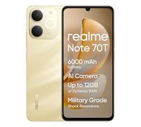 realme Note70T Unlocked Android Mobile Phone 4+256GB Octa-Core Smartphone, 15W PD 6000mAH Battery, Android 15 Dual SIM-FREE 4GB RAM, 6.75‘ Display, AI Features & AI Camera 2Years Warranty, Beach Gold.