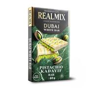 REALMIX Dubai Chocolate Directly from Dubai UAE | Authentic Dubai Milk Chocolate with Pistachios and Kunafa Filling | Made in Dubai U.A.E. | (Mini, White Chocolate)