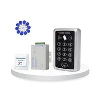 RealOKbii RFID Access Control Keypad Kit with Power Supply, Exit Button & 10×125kHz Key Fobs, No Electric Lock for Home & Office