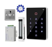 RealOKbii Tuya WiFi Access Control Kit, Waterproof RFID keypad access system with 180 kg Magnetic Door Lock, 12V access Power Supply, Exit Button and 10 Key Fobs, Remote Unlock for Office Home Door