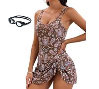 REALOKMAN 2025 Summer Seaside Trend Swimwear, Women's Tummy Control Slim Fit Plus Size One Piece Swimsuit Cute Sexy Swim Romper(G1,3XL)