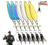 REALOKMAN Metal Propeller Fishing Lure, Durable Topwater Bass Lures with Floating Rotating Tail, Popper Style Bait for Freshwater and Saltwater Fishing for Bass, Trout, Perch and Pike(6 color mix,M)