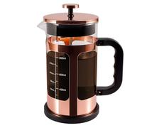 RealPero French Press Coffee Tea Maker， Upgrade Heat Cold Resistant Thickened Glass with 4 Level Stainless Steel Filtration System Brew Coffee & Tea， BPA Free, Large 1000ml 34oz,Rose Gold
