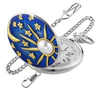 Realpoo Animal Patch Pocket Watch, Carved Animal Design Patch Pocket Watch for Men, Men's Pocket Watch with Waist Chain, PH003-US, Classic