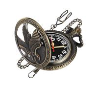Realpoo Bronze Hollowed Out Eagle Quartz Men's Pocket Watch, Arabic Numeral Dial with Chain Pocket Watch for Men