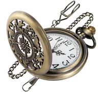 Realpoo Bronze Hollowed Quartz Men's Pocket Watch with Directional Pointers for East, West, North, and South, Arabic Numeral Dial Pocket Watch for Men, CF-new34