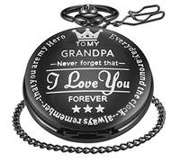 Realpoo Fathers Personalized Engraved Pocket Watch, Engraved Dad, Grandpa for Father and Grandpa,Men's Pocket Watch with Chain, Grandpa-Black, Classic