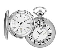 Realpoo Hollow Roman Digital Pocket Watch Cover for Men, Calendar Roman Dial Men's Quartz Pocket Watch with Chain, HVQ-sliver, Digital