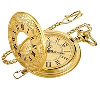 Realpoo Hollowed Out Quartz Pocket Watch for Men, Arabic Numerals White Dial Pocket Watches, Quartz Pocket Watch with Chain for Christmas Graduation Birthday Gifts Fathers Day, CF-new03