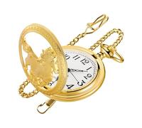 Realpoo Hollowed Out Two Wolf Quartz Men's Pocket Watch, Arabic Numeral Dial with Chain Pocket Watch for Men, CF-new39