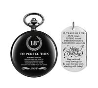 Realpoo Personalized Men's Pocket Watch with Chain, Give Him A Birthday Gift,Inspirational Quartz Pocket Watches with Chain Birthday Keepsake Presents with Gift Box, QPW-AGE102