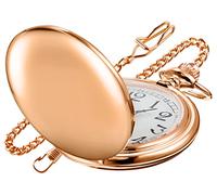 Realpoo Smooth Black Pocket Watch for Men Quartz Arabic Digital Dial with Chain,Smooth Quartz Men's Pocket Watch, PK120115-rose, 时尚