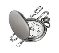 Realpoo Smooth Black Pocket Watch for Men Quartz Arabic Digital Dial with Chain,Smooth Quartz Men's Pocket Watch, CF-new44