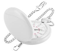 Realpoo Smooth Cover Quartz Pocket Watch, Fashionable Roman Digital White Dial with Waist Chain Pocket Watches for Men, MKL06-white, Digital
