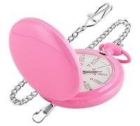 Realpoo Smooth Cover Quartz Pocket Watch, Fashionable Roman Digital White Dial with Waist Chain Pocket Watches for Men, MKL02-pink, 时尚