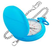 Realpoo Smooth Cover Quartz Pocket Watch, Fashionable Roman Digital White Dial with Waist Chain Pocket Watches for Men, MKL05-blue, Digital,Quartz Movement