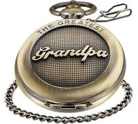 Realpoo SwitchMe Retro Quartz Pocket Watch Japan Movement with Belt Clip Chain for Grandpa Bronze