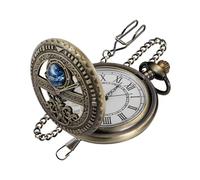 Realpoo Three Small Gear Quartz Men's Pocket Watch, Arabic Numeral White Dial Pocket Watch with Chain, CF-new20, Classic