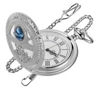 Realpoo Three Small Gear Quartz Men's Pocket Watch, Arabic Numeral White Dial Pocket Watch with Chain, CF-new23
