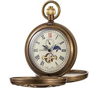 Realpoo Unique Men's Mechanical Pocket Watch, Roman Numerals Digital Scale Mechanical Pocket Watches for Men, Father's Day Gift with Gift Box and Chain, SWQ-112, Mechanical