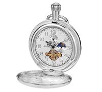 Realpoo Unique Men's Mechanical Pocket Watch, Roman Numerals Digital Scale Mechanical Pocket Watches for Men, Father's Day Gift with Gift Box and Chain, SWQ-113, Mechanical