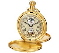 Realpoo Unique Men's Mechanical Pocket Watch, Roman Numerals Digital Scale Mechanical Pocket Watches for Men, SWQ-111, Digital,Mechanical