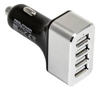 Realpower 4-Port USB Car Charger, Car Charger, 4 x USB Out, 12-24 V, for iPhone, iPad, Samsung Galaxy/Note / S9, HTC, LG, Smartphones, Tablets, Power Banks and More (Black)