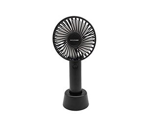 Realpower Mobile Fan Battery Handheld Fan Portable Electric Mini Fan with USB Fan Quiet Battery Operated 1200 mAh Rechargeable Battery Compatible with Laptop, Socket and Power Bank - Black