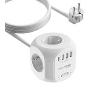 RealPower Steckdosenwurfel PowerBox 431 + 3xUSB-A NEW