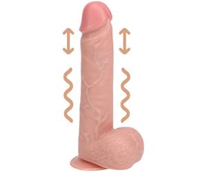 RealRock 8 Inch Realistic Vibrating & Thrusting Suction Dildo with Balls, Tan