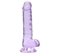 RealRock Crystal Clear Realistic Dildo with Balls Purple 7 Inch