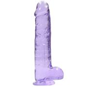 RealRock Crystal Clear Realistic Dildo with Balls Purple 9 Inch