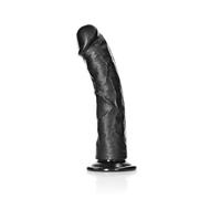 Realrock Curved Realistic Dildo with Suction Cup, Black, 20.5 cm Size